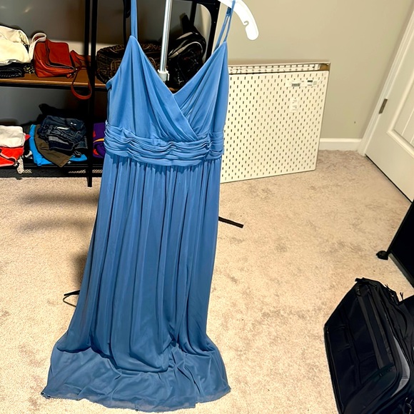 David's Bridal Dresses Bridesmaid Dusty Blue Dress Poshmark